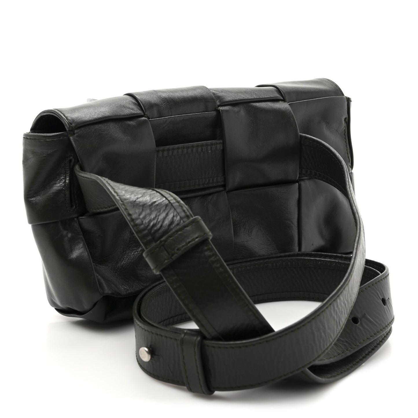 Paper Calfskin Intrecciato Cassette Belt Bag Raintree