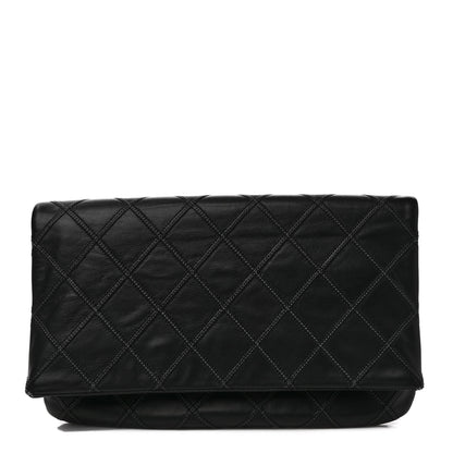 Chanel Lambskin Quilted Fold Over Clutch Black 1 of 10