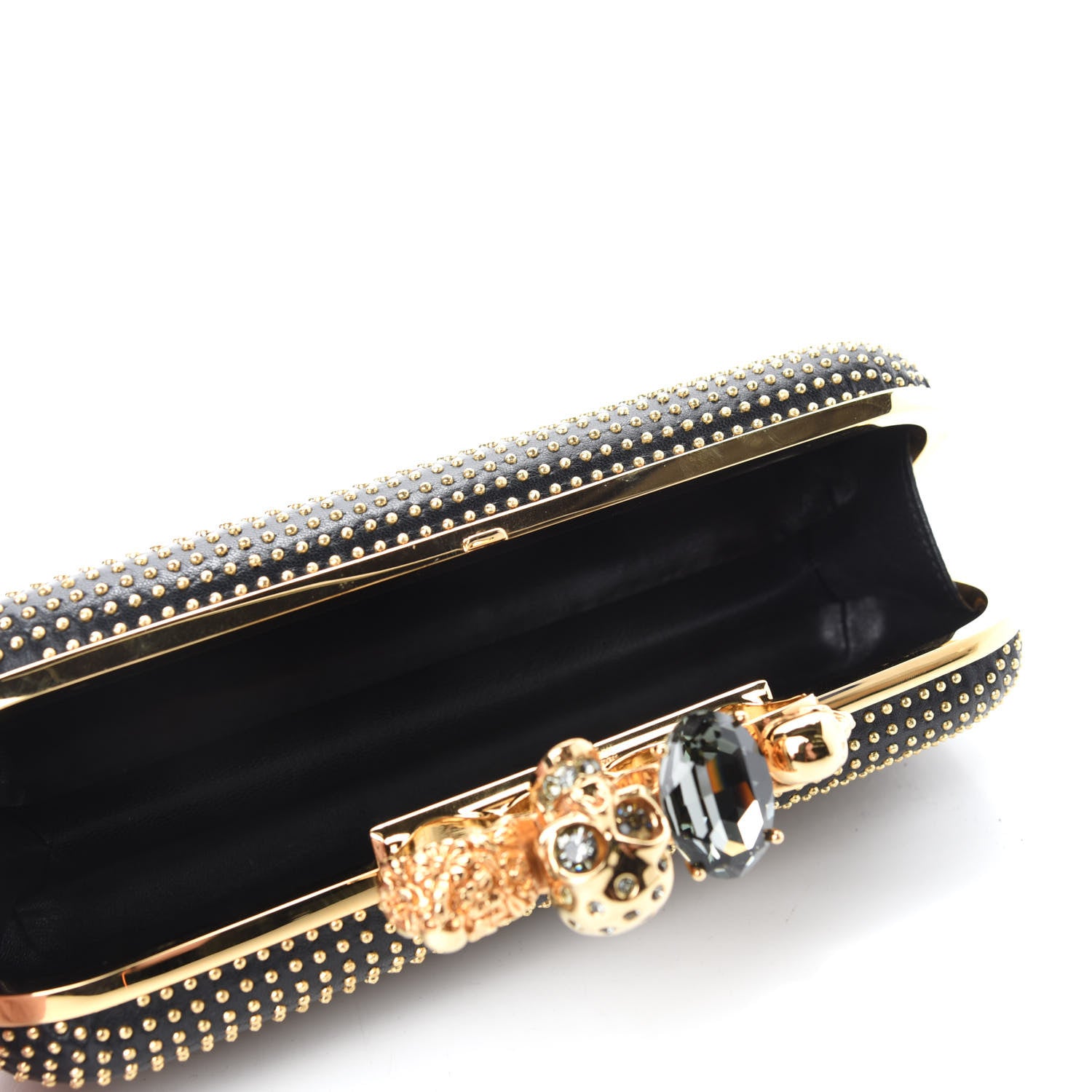 Alexander McQueen Suede Studded Skull Knuckle Box Clutch Black 5 of 11