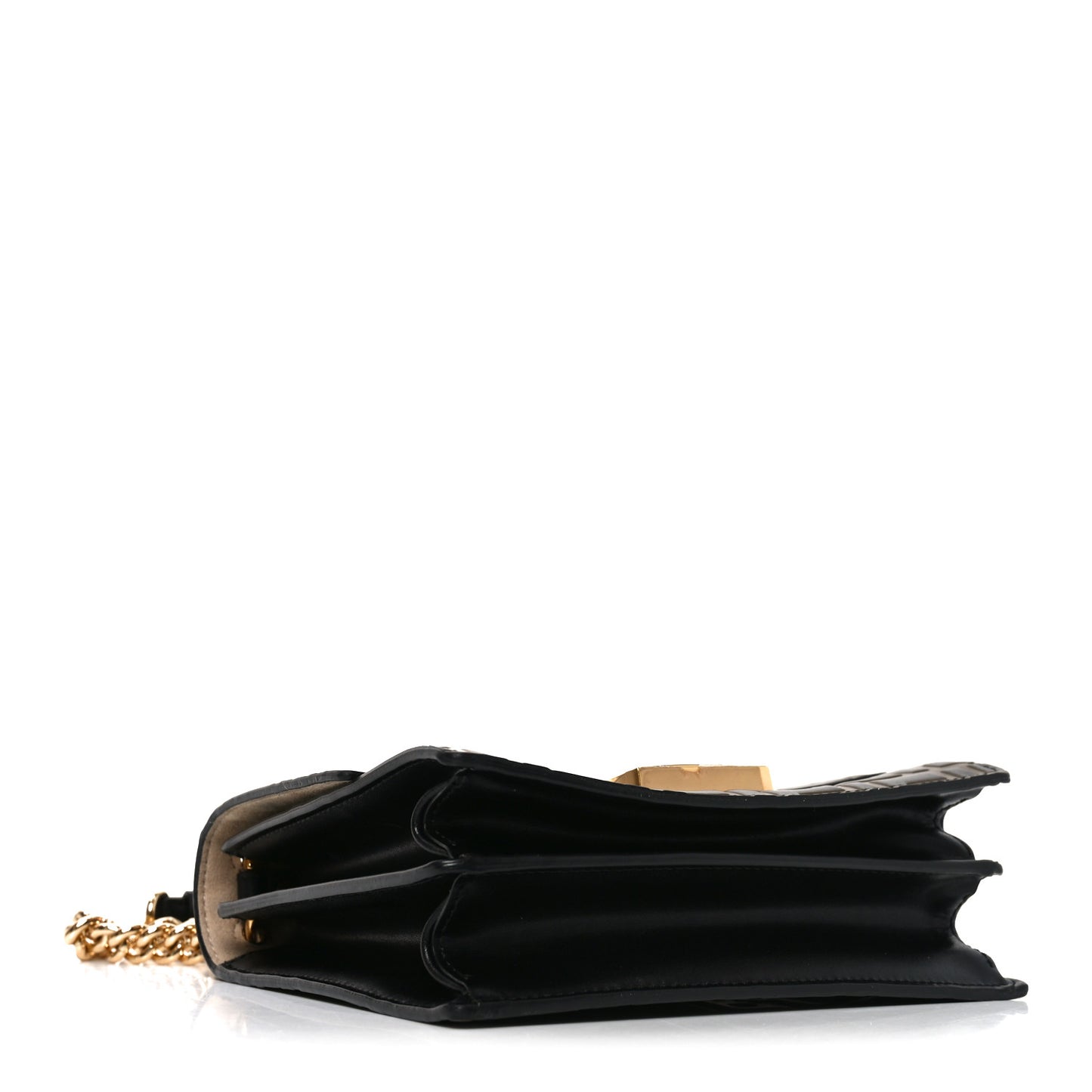 Vitello Liberty Bi-Color FF 1974 Embossed Small Kan U Shoulder Bag Maya Black
