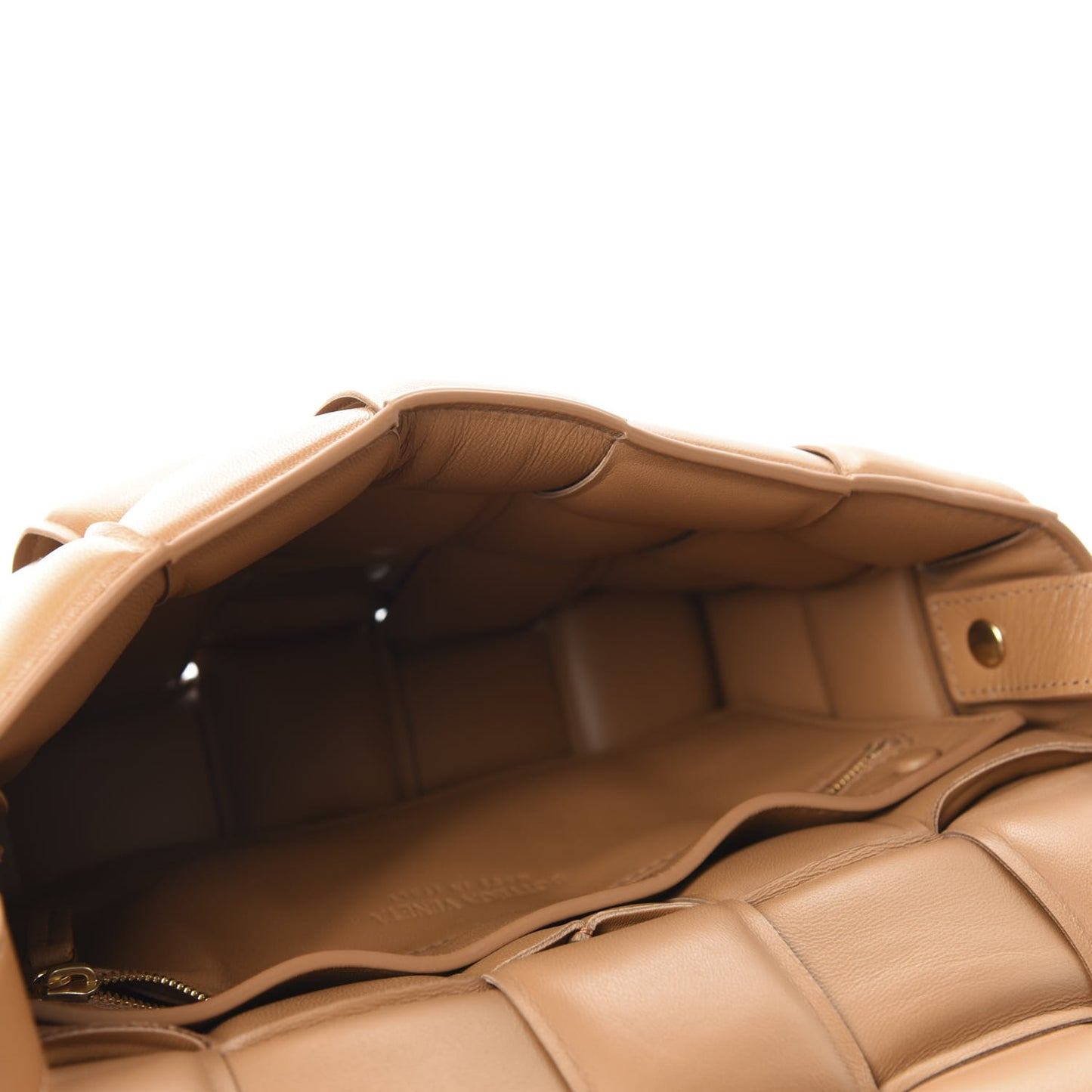 Nappa Maxi Intreccio Padded Cassette Crossbody Bag Caramel