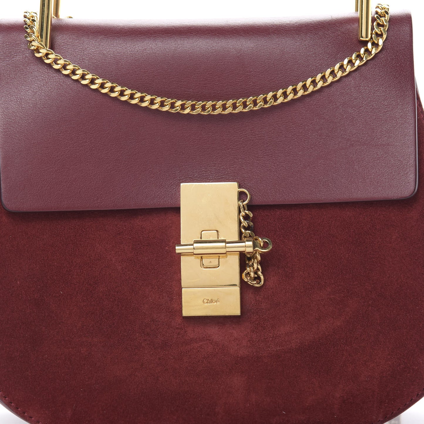Suede Smooth Calfskin Drew Shoulder Bag Plum Purple