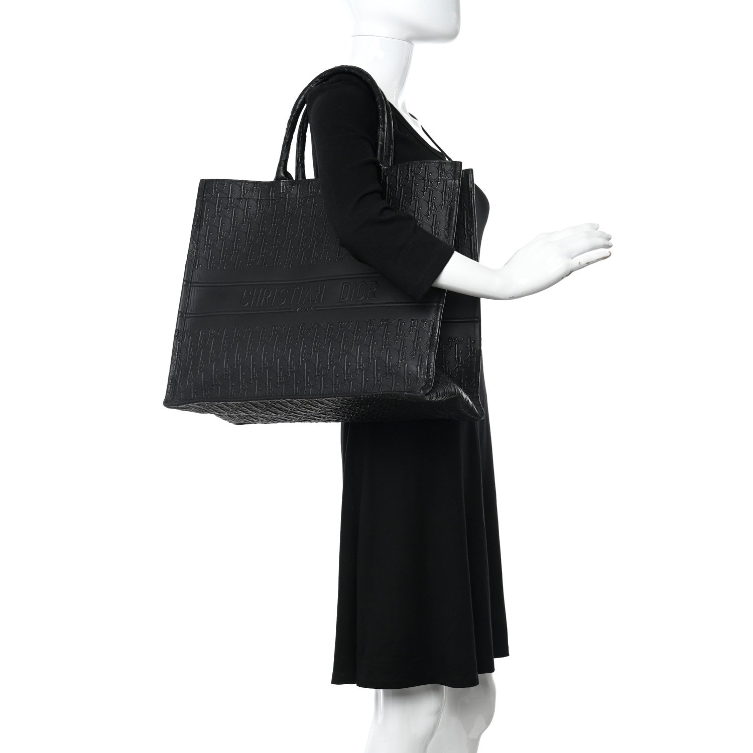 Christian Dior Oblique Calfskin Embossed Large Book Tote Black 2 of 17