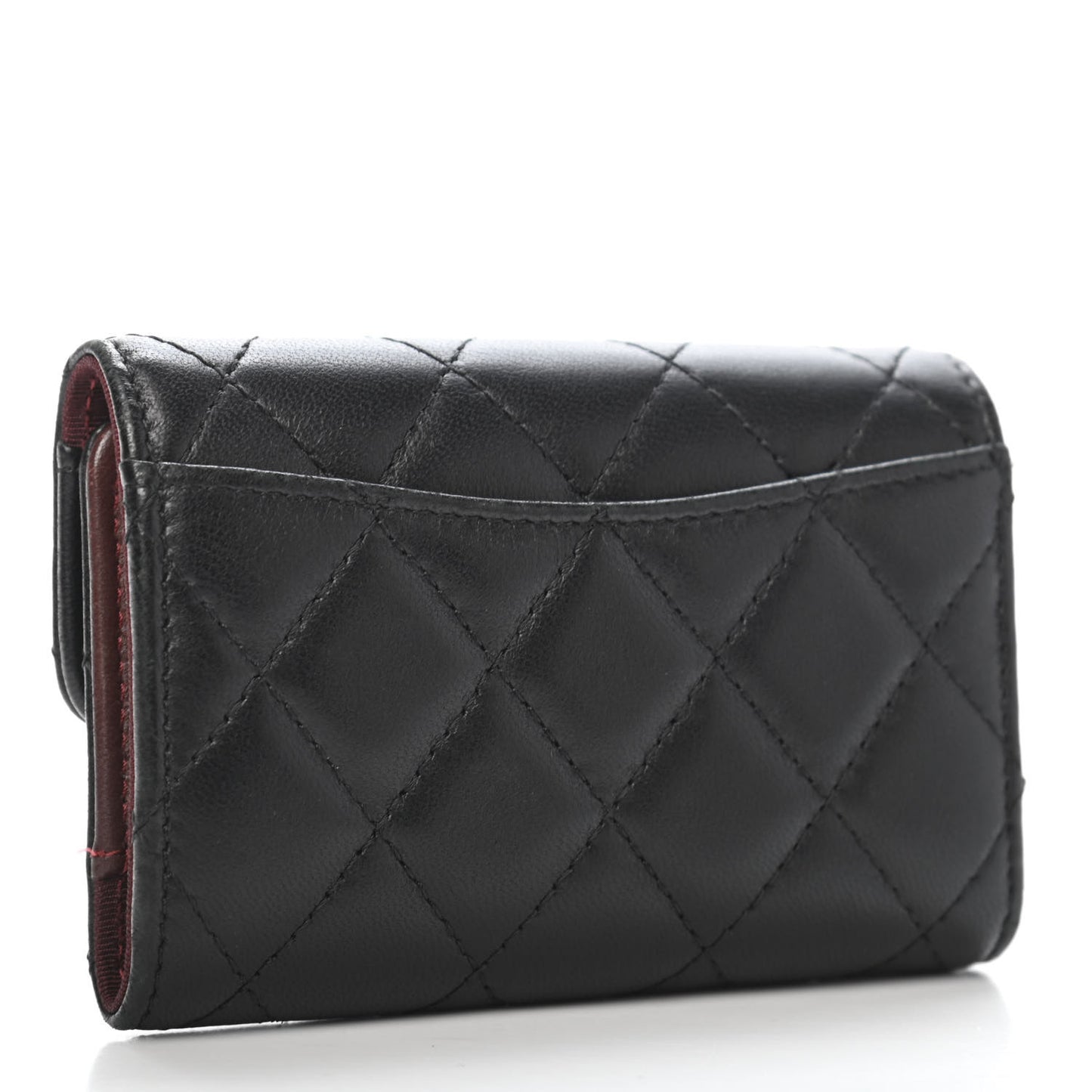 Lambskin Quilted 4 Key Holder Black