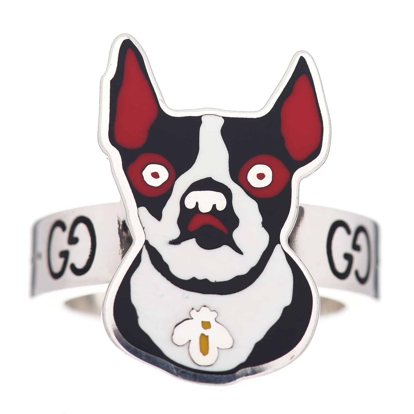 Sterling Silver Enamel Orso Ring 52 6