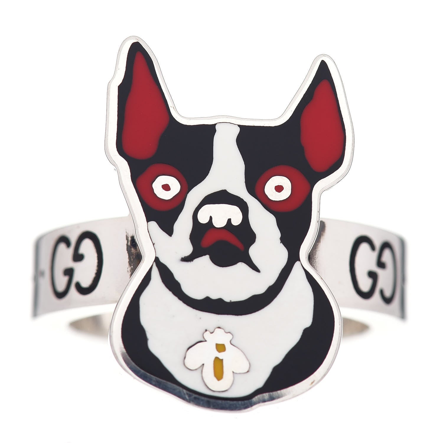 Gucci Sterling Silver Enamel Orso Ring 52 6 1 of 5