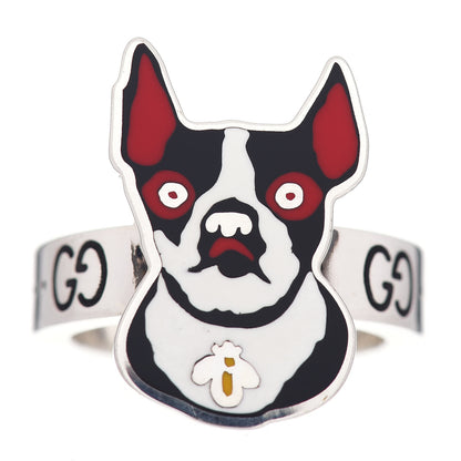 Gucci Sterling Silver Enamel Orso Ring 52 6 1 of 5