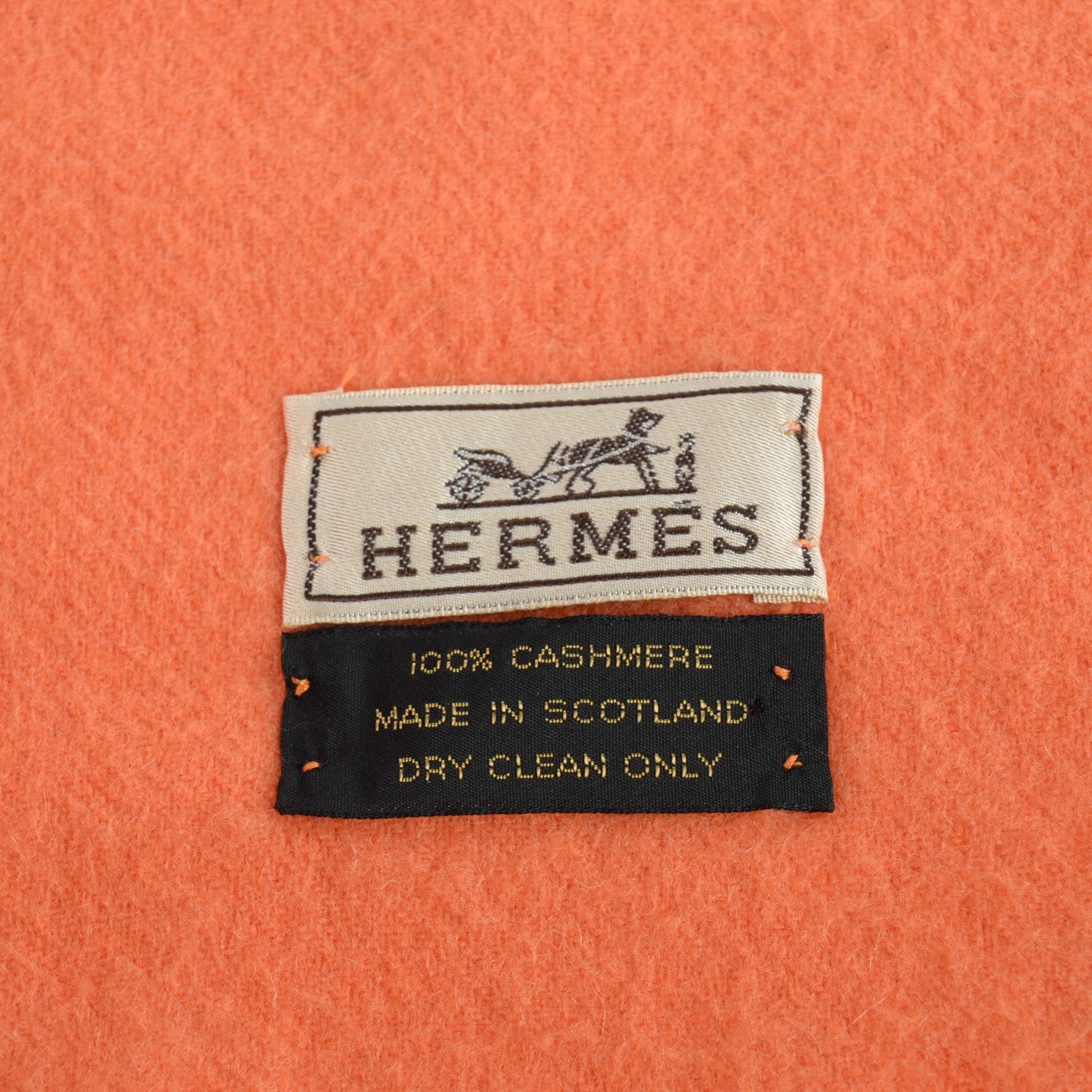 Hermes Cashmere Fringe Scarf Orange 4 of 4