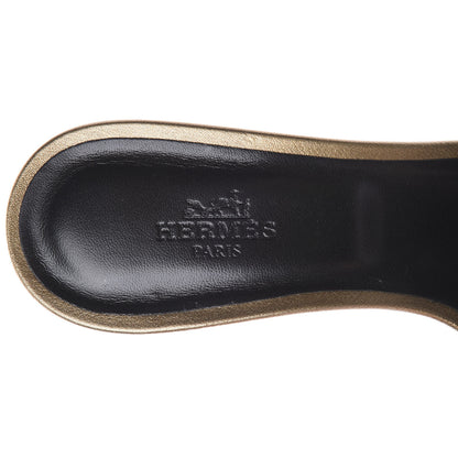 Hermes Madame Calfskin Oasis Sandals 36 Doré Vieilli 7 of 8