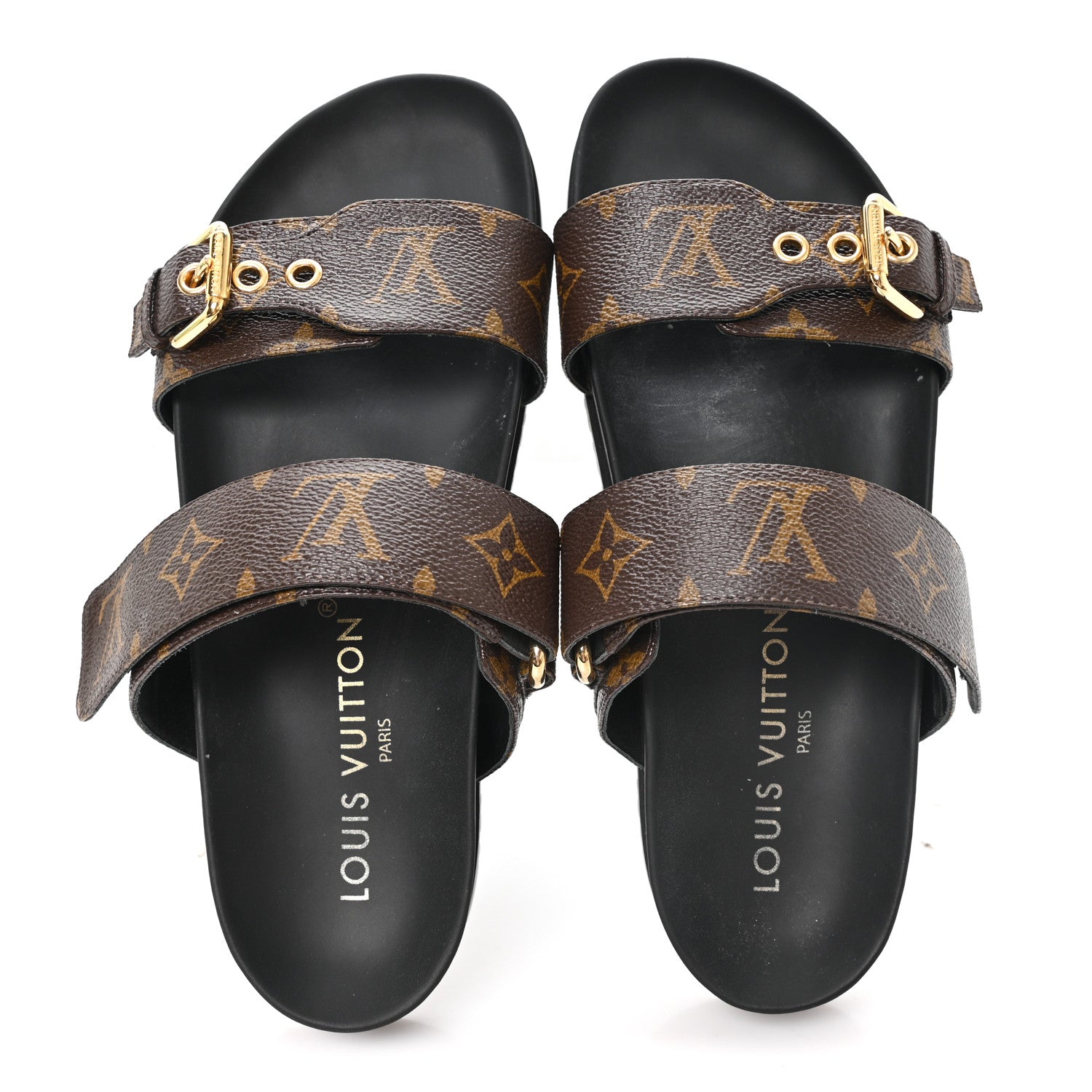 Louis Vuitton Monogram Bom Dia Mule Sandals 38 Black 2 of 10