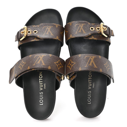 Louis Vuitton Monogram Bom Dia Mule Sandals 38 Black 2 of 10