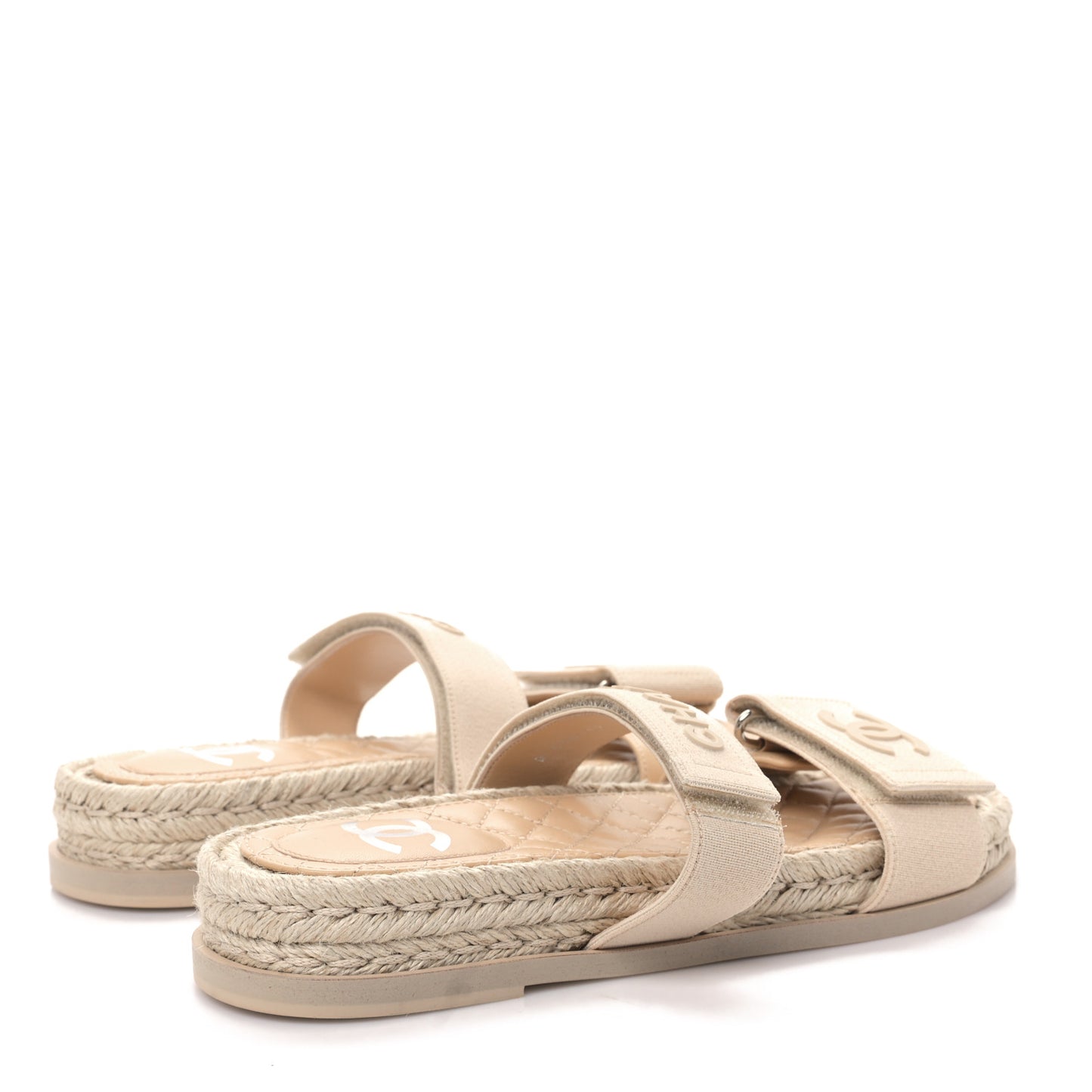 Grosgrain Lambskin Elastic Flat Mules 38 Beige