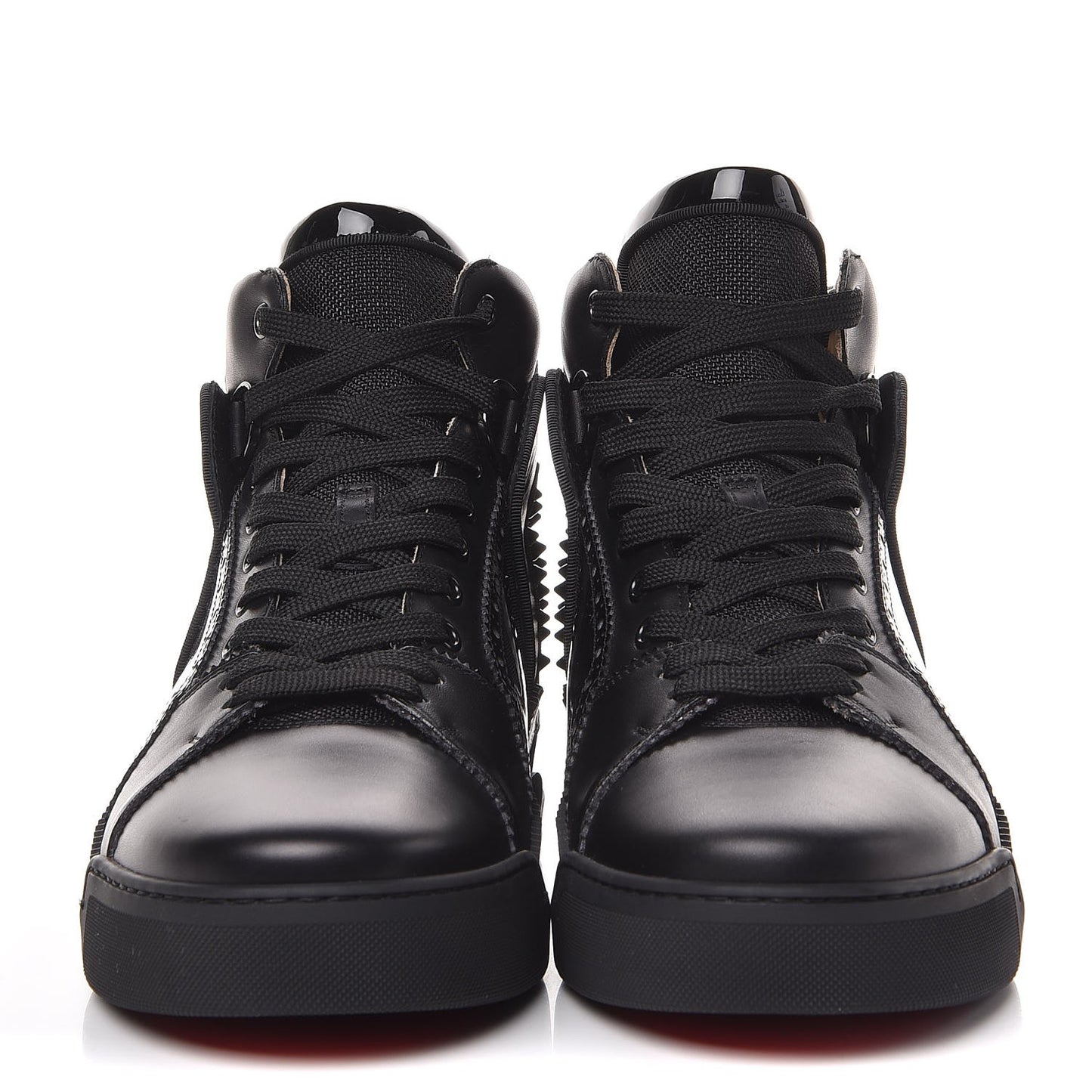 Mens Calfskin Patent Loubikick Flats Sneakers 43 Black