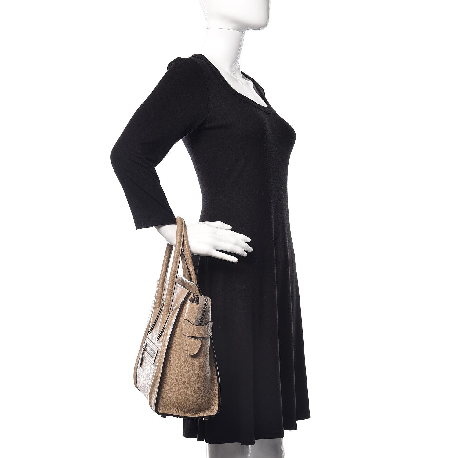 Celine Drummed Calfskin Micro Luggage Dune 2 of 12