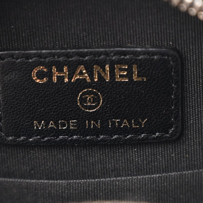 Chanel Wool Tweed Lambskin Quilted Chanel 19 Round Clutch With Chain and Coin Purse Black White 6 of 10