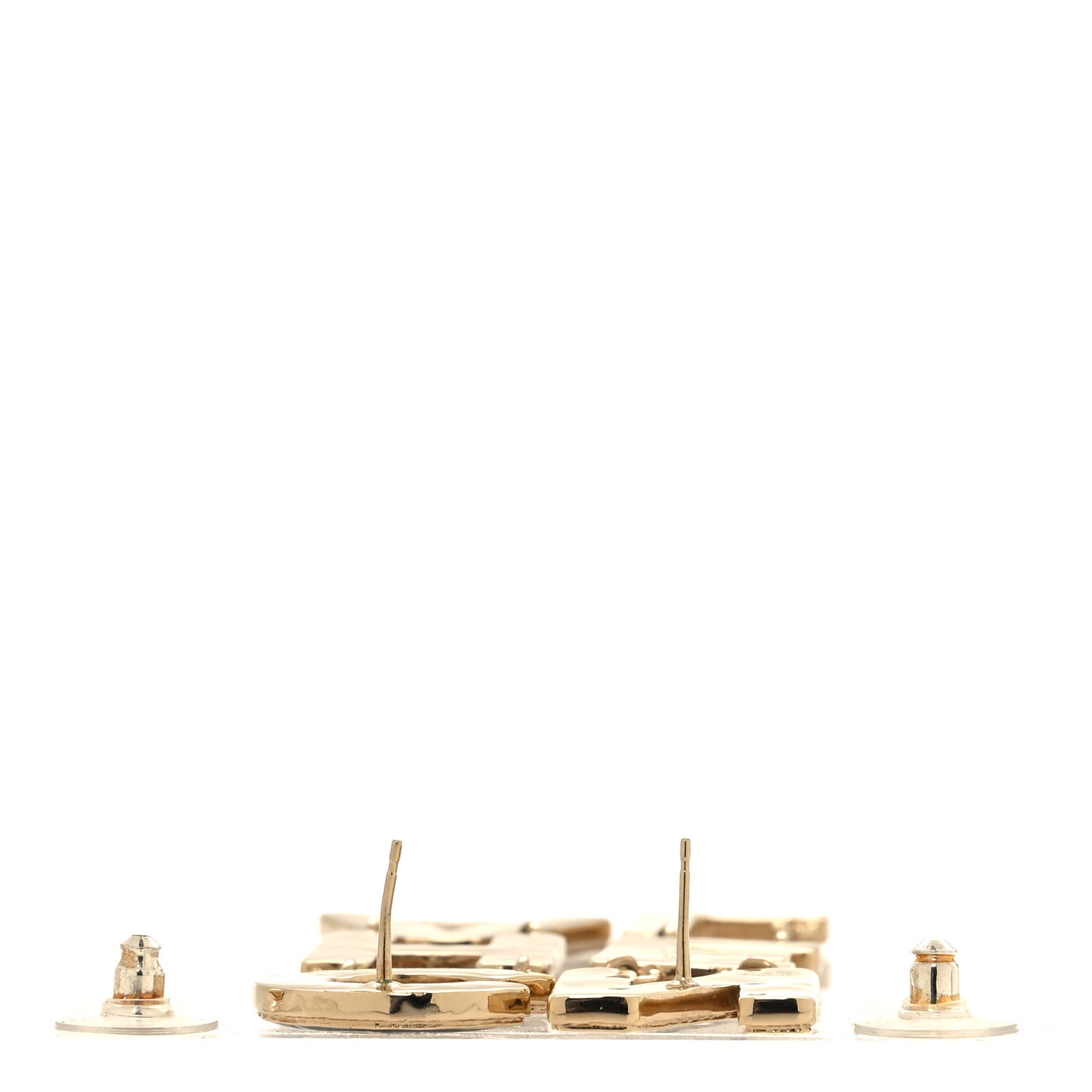 Metal Enamel Cha-Nel Logo Drop Earrings Black White