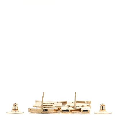 Chanel Metal Enamel Cha-Nel Logo Drop Earrings Black White 3 of 5