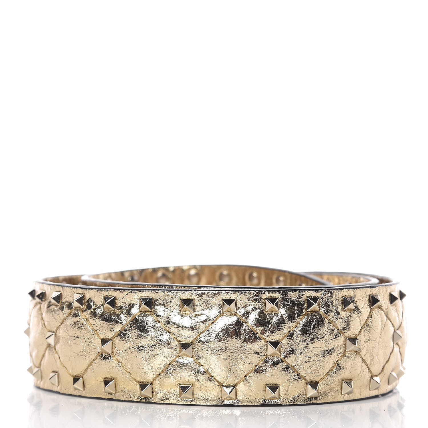 Valentino Garavani Metallic Wrinkled Lambskin Rockstud Spike Shoulder Strap Mekong 2 of 6