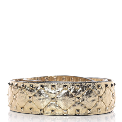 Valentino Garavani Metallic Wrinkled Lambskin Rockstud Spike Shoulder Strap Mekong 2 of 6