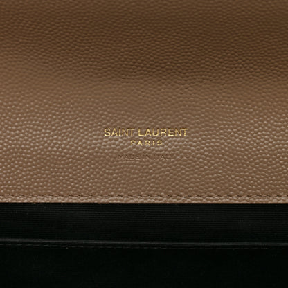 Saint Laurent Grain De Poudre Matelasse Chevron Monogram Envelope Clutch Dark Beige 6 of 10