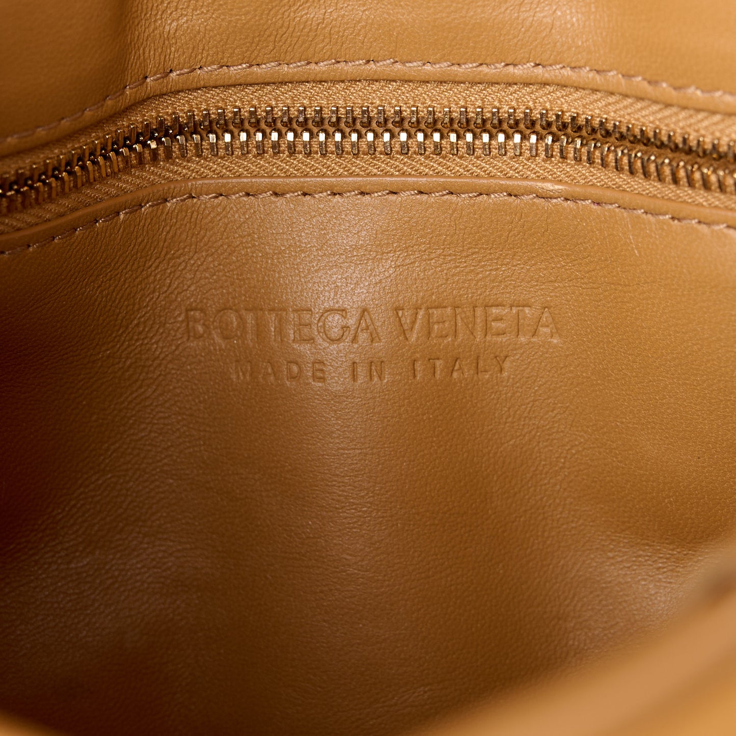 Nappa Maxi Intreccio Padded Cassette Crossbody Bag Caramel