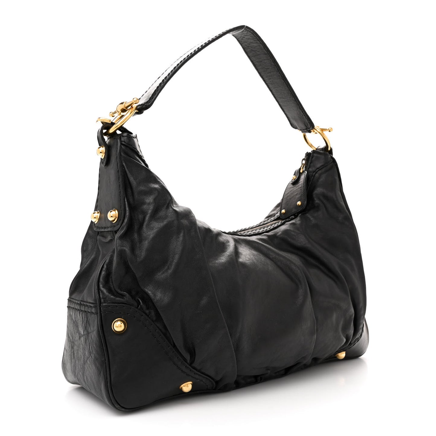 Calfskin Medium Jockey Hobo Black