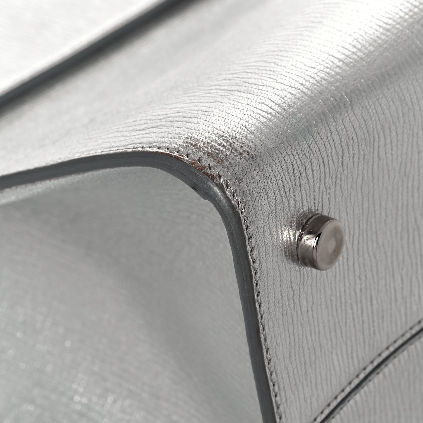 Metallic Goatskin Medium Diorever Flap Silver