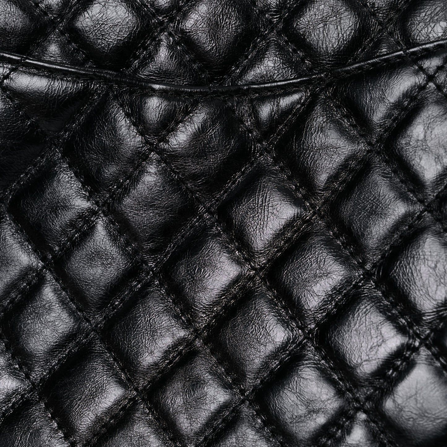 Metallic Aged Calfskin Quilted Reissue 2.55 Accordion Flap Black