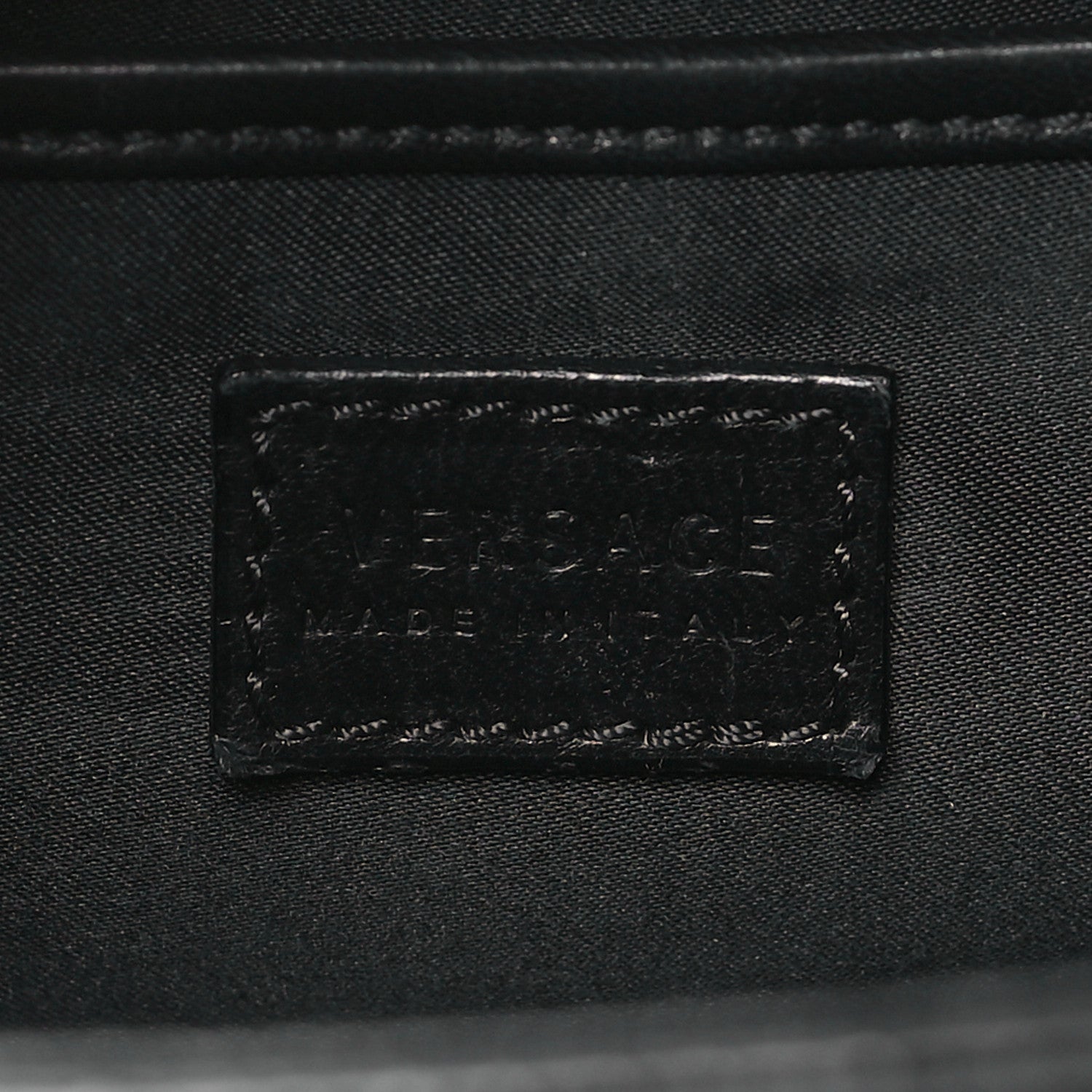 Versace Vitello Calfskin Signature Tote Black White 6 of 11