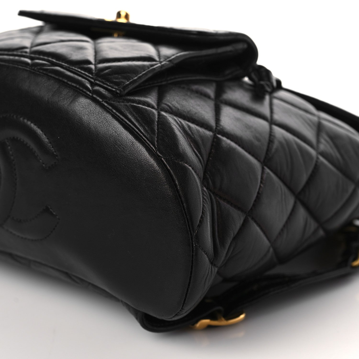 Chanel Lambskin Quilted Drawstring Backpack Black 8 of 8