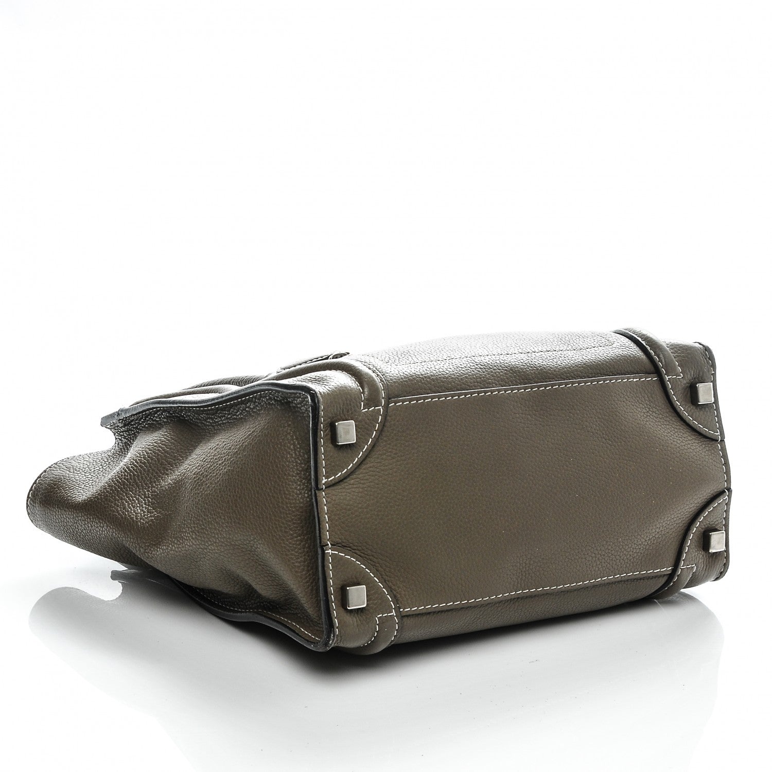 Celine Drummed Calfskin Micro Luggage Souris 4 of 6