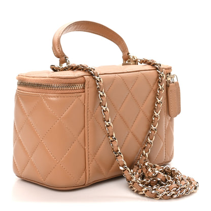 Chanel Lambskin Quilted Small Top Handle Vanity Case With Chain Beige 3 of 11