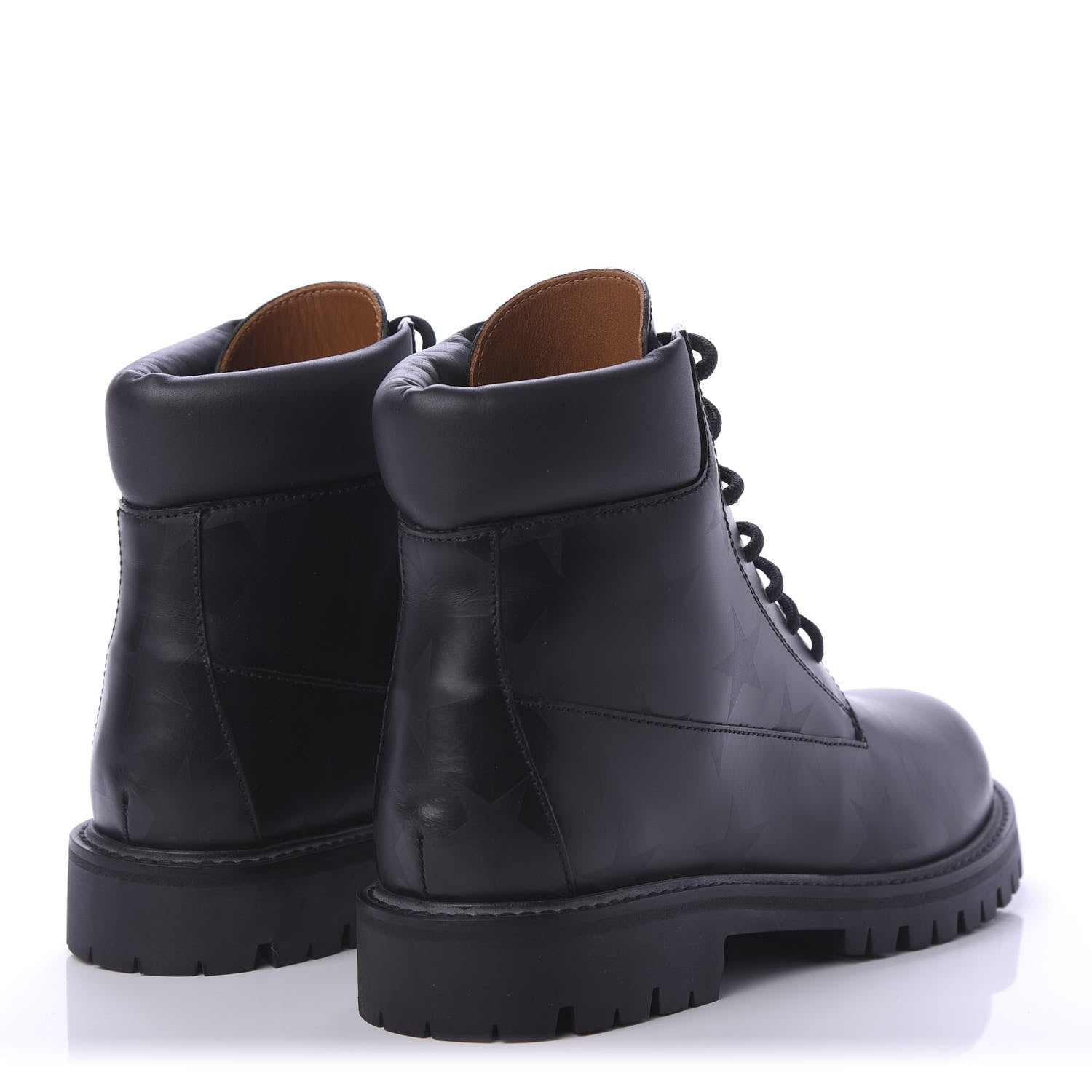 Valentino Garavani Calfskin Womens Donna Star Print Combat Boots 39.5 Black 4 of 9