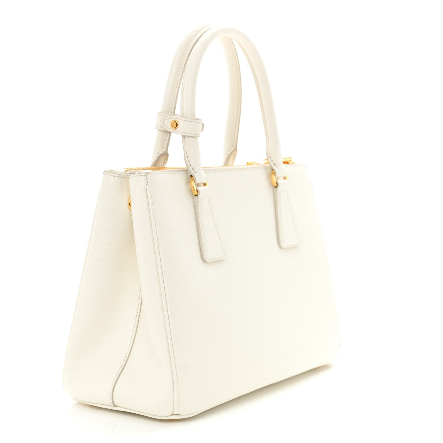 Saffiano Lux Small Galleria Double Zip Tote White