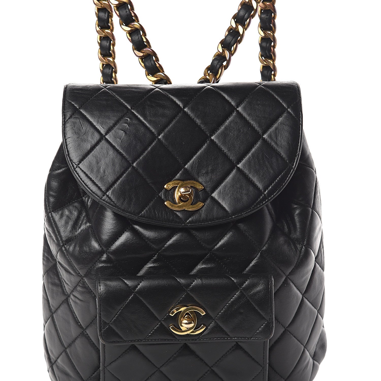 Chanel Lambskin Quilted Drawstring Backpack Black 6 of 8