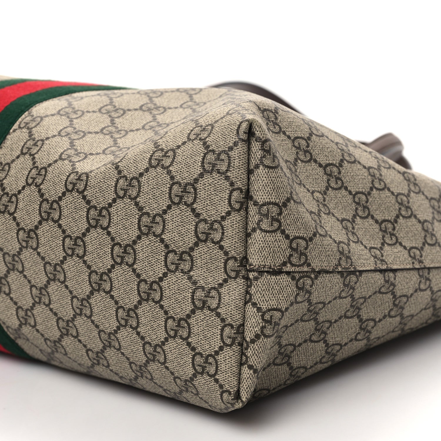 Gucci GG Supreme Monogram Textured Calfskin Web Medium Ophidia Shopping Tote Beige Ebony New Acero 9 of 10