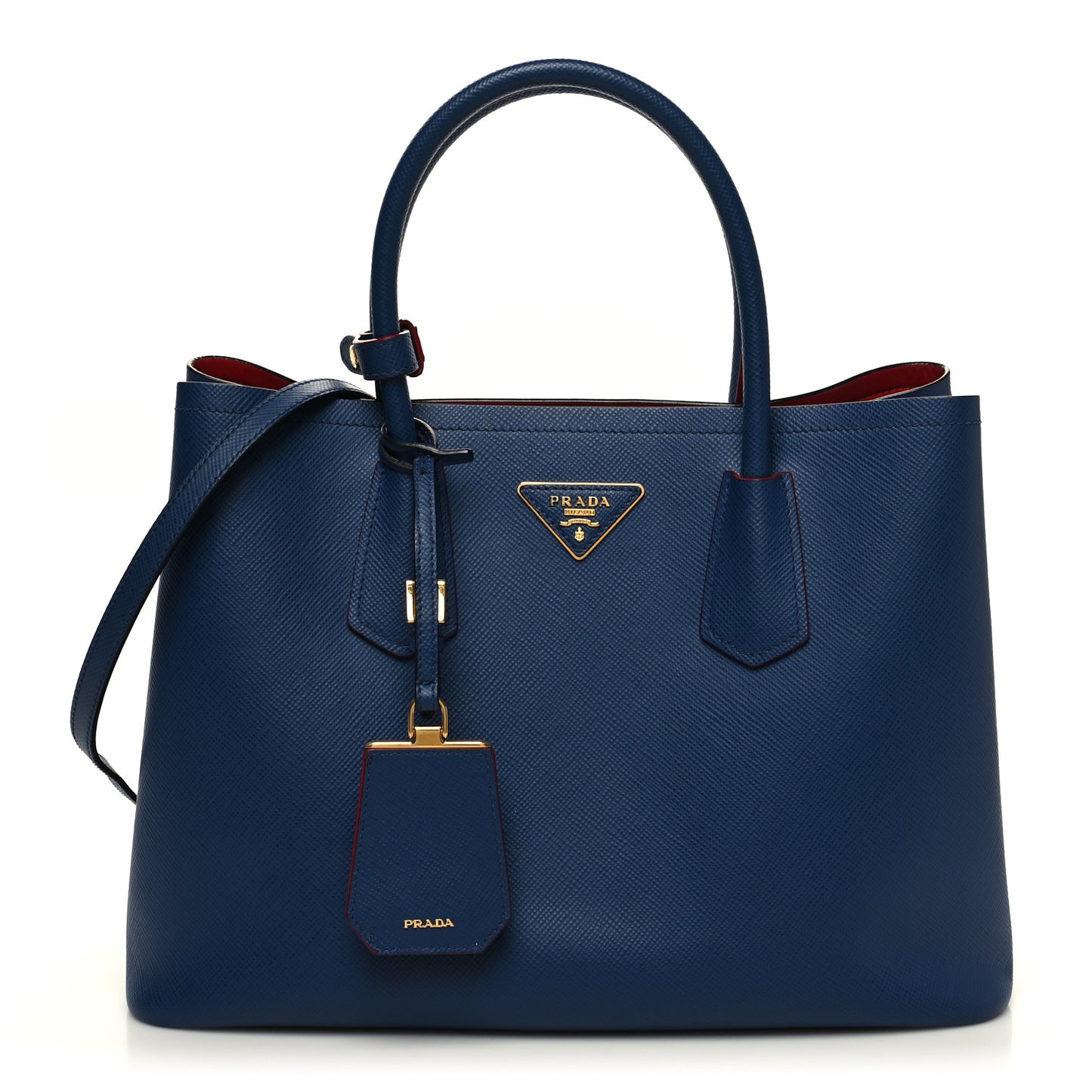 Saffiano Cuir Small Double Bag Inchiostro Fuoco