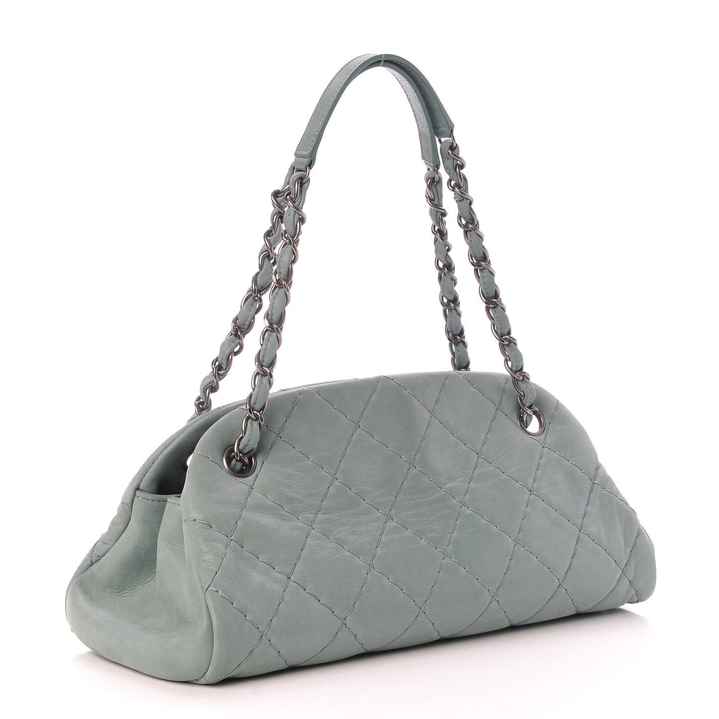 Iridescent Calfskin Medium Just Mademoiselle Bowler Green