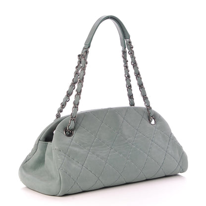 Chanel Iridescent Calfskin Medium Just Mademoiselle Bowler Green 3 of 11