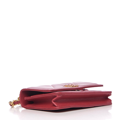 Chanel Shiny Goatskin Quilted 19 Wallet On Chain WOC Rouge 3 of 11