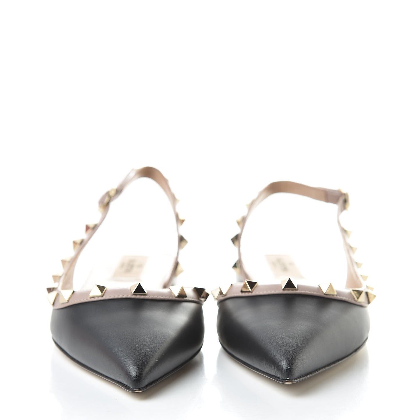Nappa Rockstud Slingback Flats 37 Black Poudre