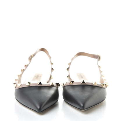 Valentino Garavani Nappa Rockstud Slingback Flats 37 Black Poudre 2 of 9