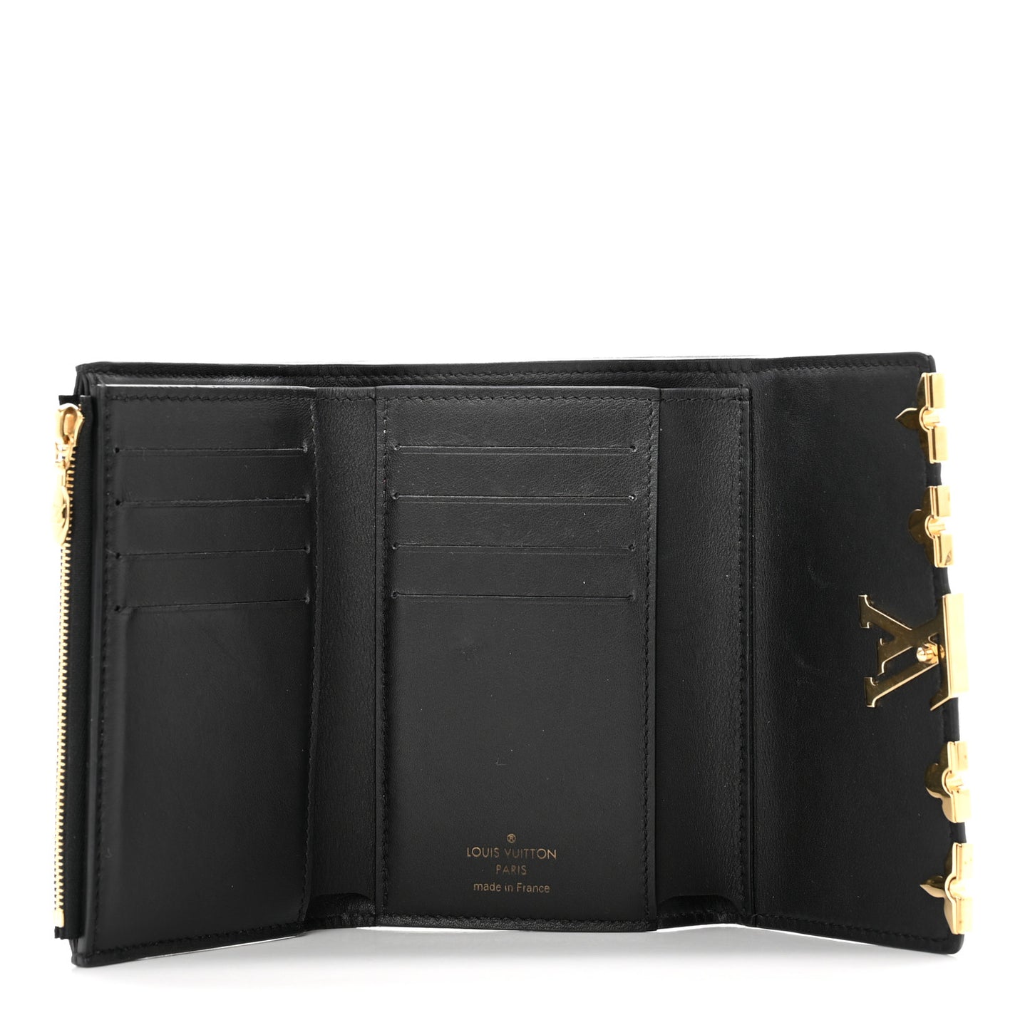 Taurillon Embellished Capucines Compact Wallet Black