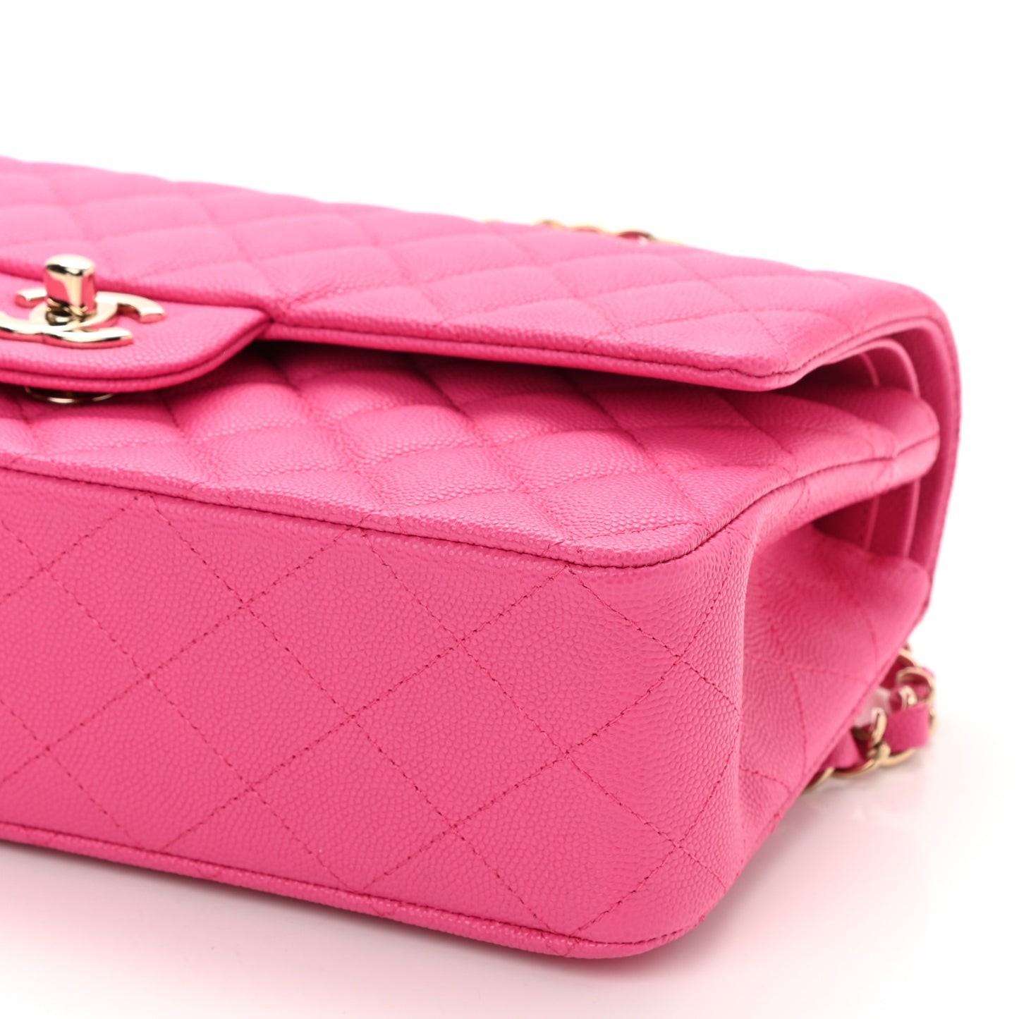 Caviar Quilted Medium Double Flap Dark Pink