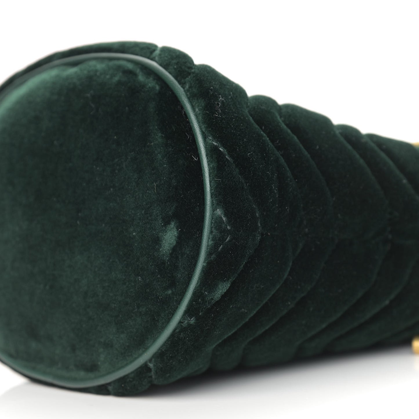 Velvet Matelasse Mini GG Marmont 2.0 Bucket Bag Dark Green