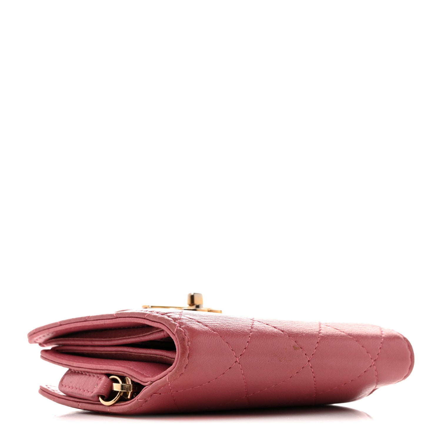 Chanel Calfskin Quilted Zip Around Bifold Wallet Pink 4 of 15