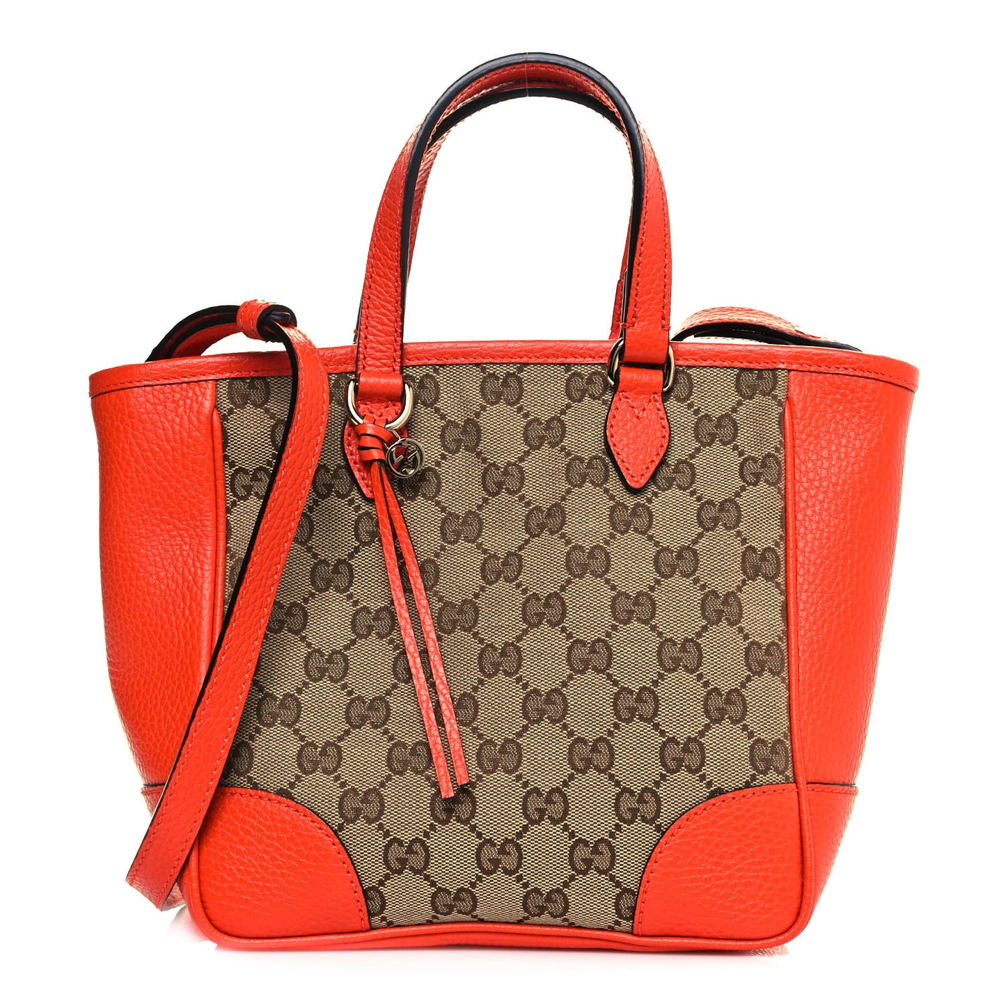 Monogram Dollar Calfskin Small Bree Tote Beige Ebony Sun Orange