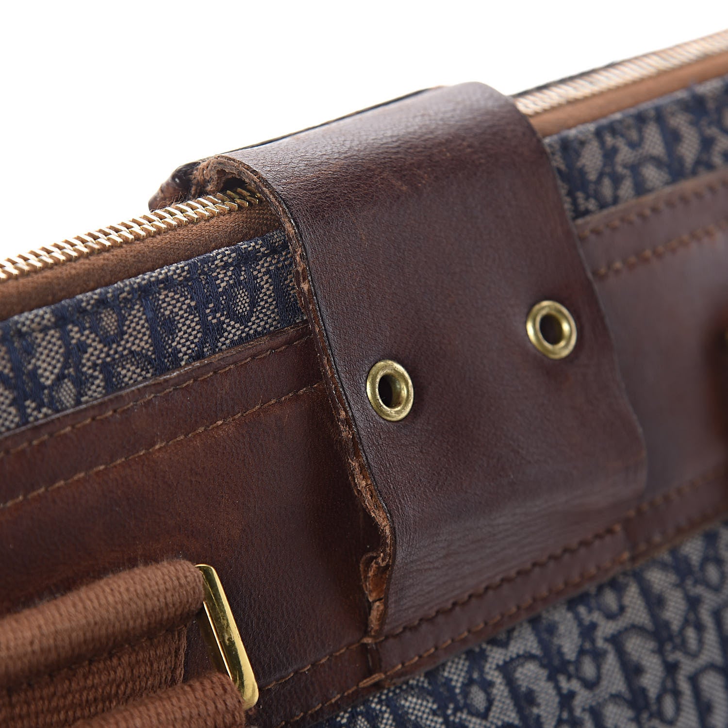 Christian Dior Monogram Tote Blue Brown 14 of 16