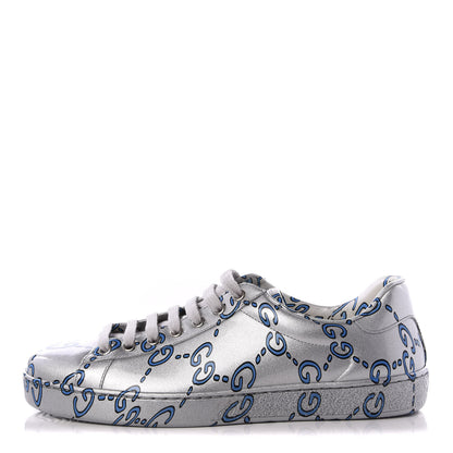 Gucci Miro Rubber Wax GucciGhost Print Mens New Ace Sneakers 6.5 Silver 1 of 10