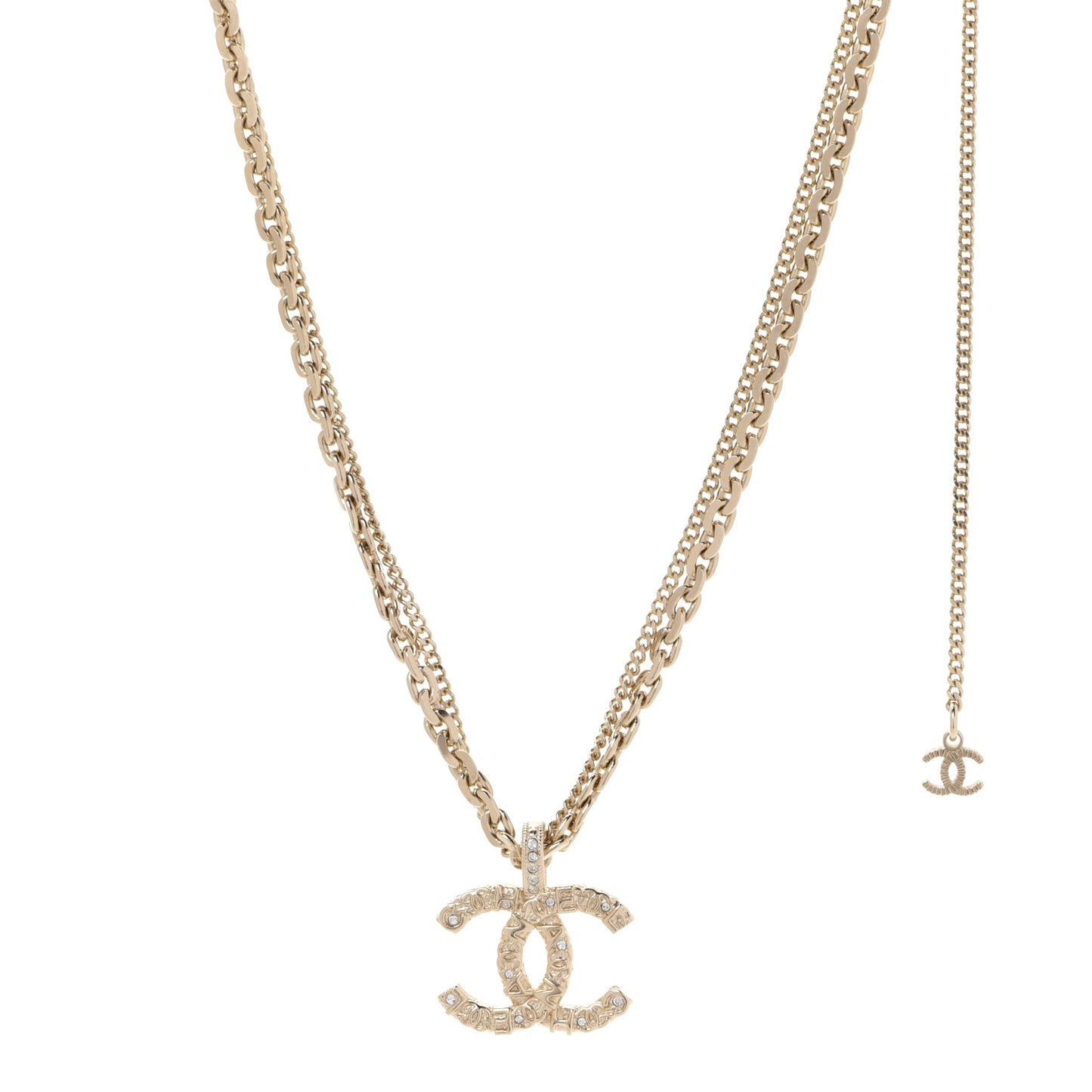 Crystal CC Multi Strand Chain Necklace Gold